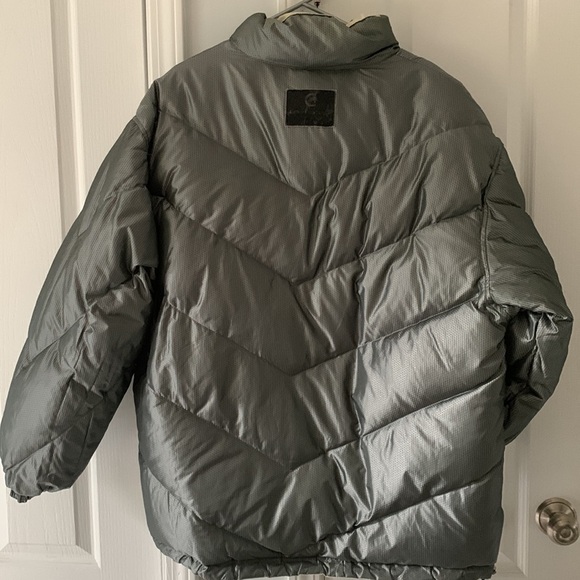 Ecko Function Silver Beige Reversible Down Jacket size Large bomber winter ski - Picture 6 of 16